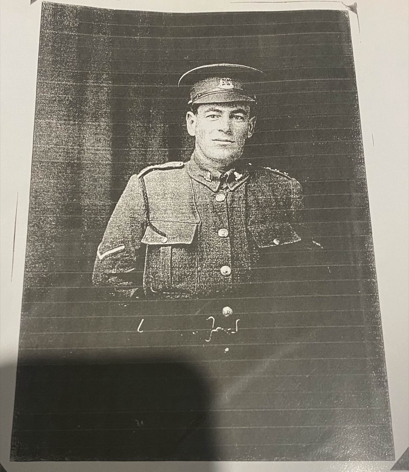 Joe Timms in army uniform, studio portrait