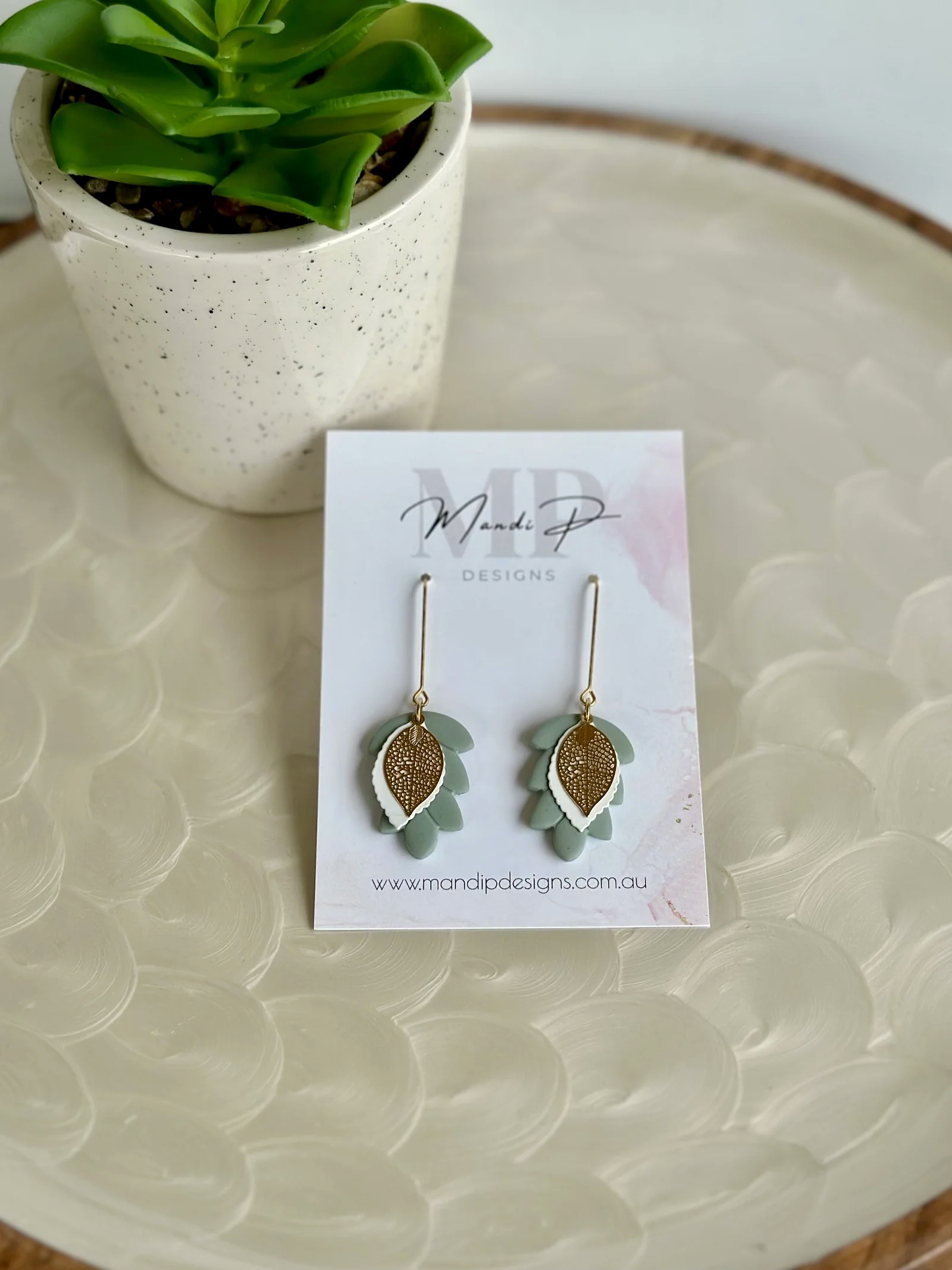 Donkey Tail Sage Succulent dangle earrings by Mandi P Designs