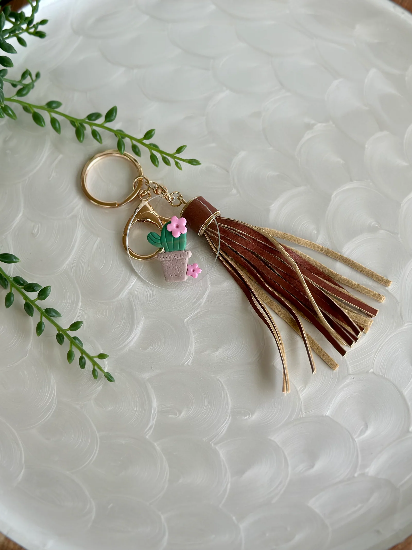Argentine Cactus Brown keyring by Mandi P Designs