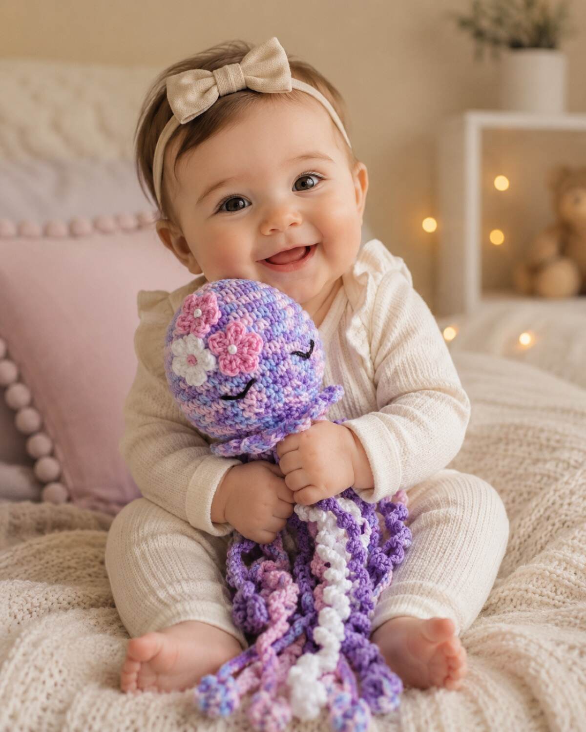 Lilac garden sleeping octopus held