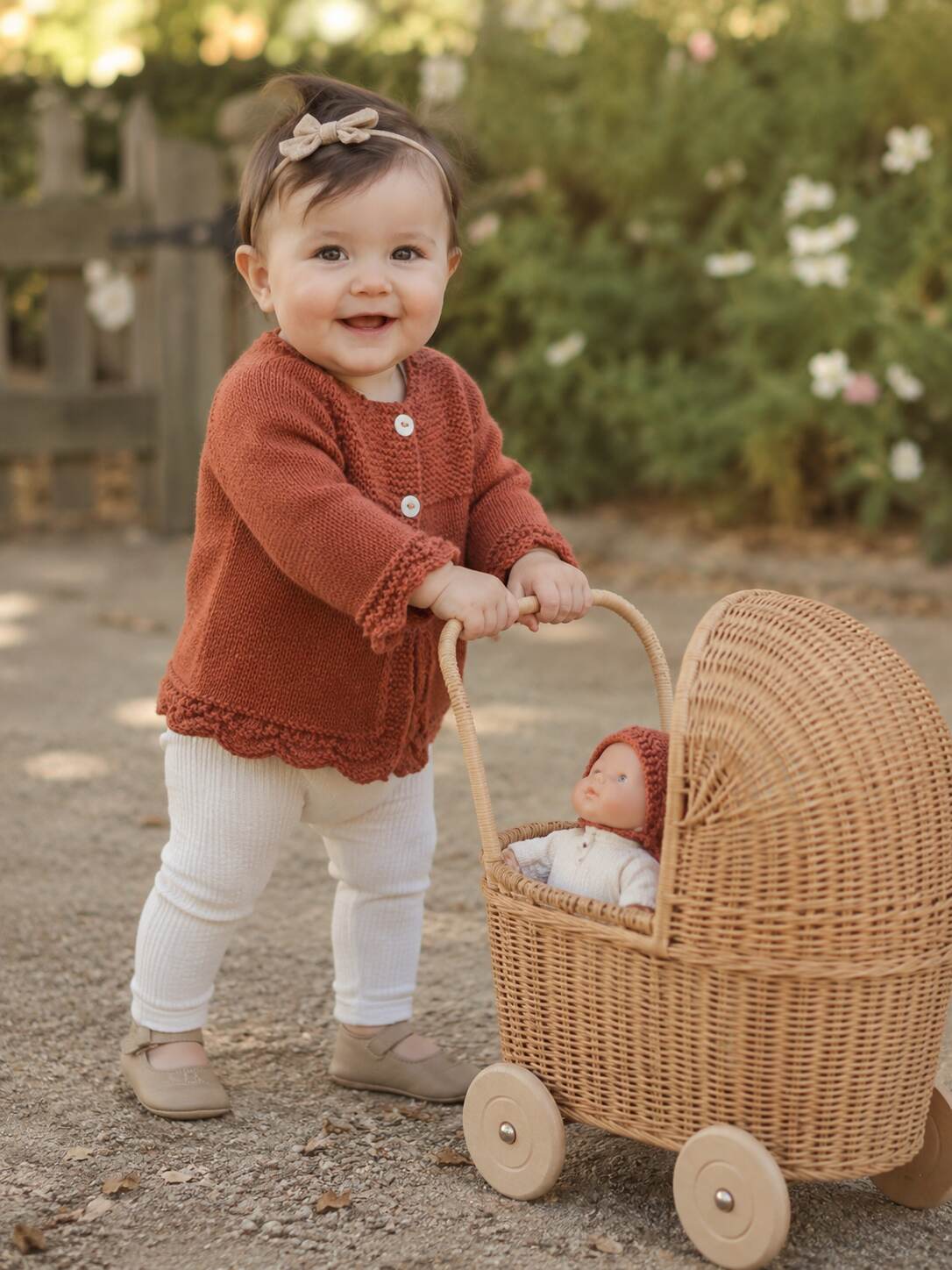 Brown Scalloped Edge Cardigan shown worn
